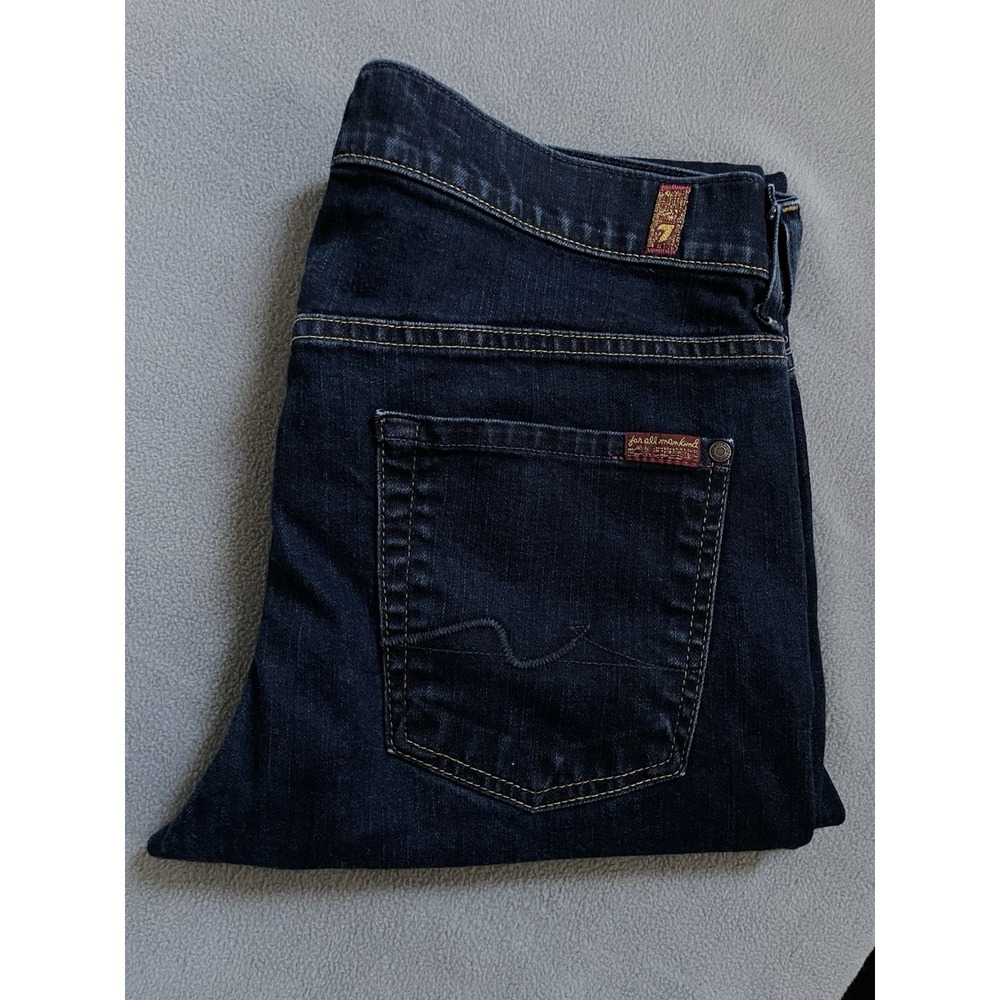 7 For All Mankind Paxtyn Jeans Mens 34x28 Blue Skinny Raw Hem Dark Wash